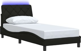 vidaXL Σκελετός Κρεβατιού με LED Χωρίς Στρώμα Μαύρο 90x200 εκ.
