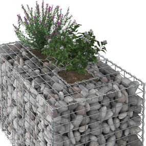 vidaXL Ανασηκωμένο κρεβάτι gabion Ασημί
