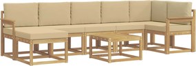 vidaXL Σειρά Καναπέ Εξωτερικού 8 pcs Λευκό και Μπεζ Πολυεστέρας