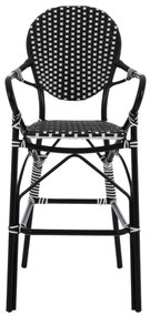 Σκαμπό Αλουμινίου Bamboo Look Με Wicker Μαύρο Λευκό 56x60x126 Εκ.