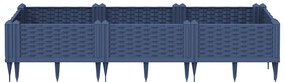 vidaXL Ζαρντινιέρα με Πασσάλους Μπλε Γκρι 125x40x28,5 εκ. Πολυπροπυλένιο