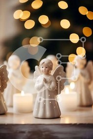 Intra Συλλεκτικό Ξύλινο Παζλ Plywood  4mm - Λευκά ειδώλια αγγέλου με κεριά Σε Ξύλινο Κουτί - Διαστάσεις: 10x10 cm – 25 κομμάτια