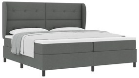 vidaXL Κρεβάτι Box Spring με Στρώμα σε Σκούρο Γκρι, 200x200 εκ. Ύφασμα