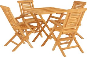 vidaXL Σετ Τραπεζαρίας Κήπου 5 Τεμαχίων από Μασίφ Ξύλο Teak