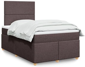 vidaXL Κρεβάτι Boxspring με Στρώμα Σκούρο Καφέ 120x200 εκ. Υφασμάτινο