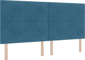vidaXL Κρεβάτι box spring με στρώμα Μπλε 200 x 200 cm Βελούδο