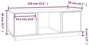 Τραπεζάκι Σαλονιού Γκρι 110 x 50 x 40 εκ. από Μασίφ Ξύλο Πεύκου - Γκρι