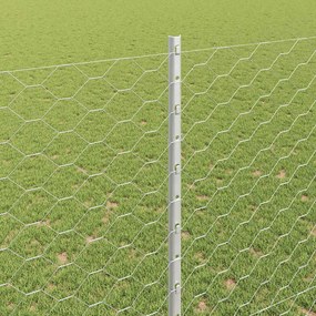 vidaXL Εξωτερική εξάγωνη περίφραξη με στήλη 25 x 1,5 m Ασημί Δίχτυ