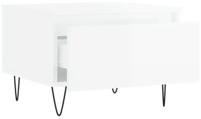 Τραπεζάκι Σαλονιού Γυαλ.Λευκό 50x46x35 εκ. Επεξεργασμένο Ξύλο - Λευκό