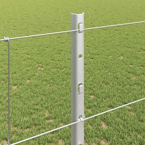 vidaXL Εξωτερική άγρια περίφραξη με στήλες 50 x 1,2 m Ασημί Δίχτυ