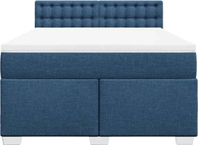 vidaXL Κρεβάτι Boxspring με Στρώμα Μπλε 140x190 εκ. Υφασμάτινο