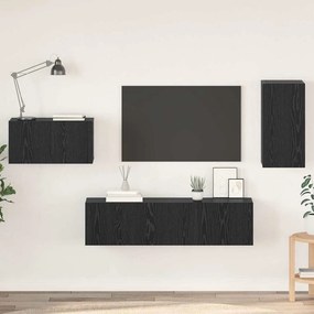 vidaXL Σετ επίπλου τηλεόρασης 4 pcs Μαύρη Οξυά Επεξεργασμένο Ξύλο