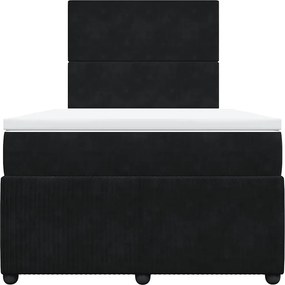 vidaXL Κρεβάτι Boxspring με Στρώμα Μαύρο 120x190 εκ. Βελούδινο