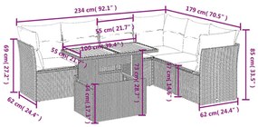 Σετ Σαλονιού Κήπου 7 τεμ. Γκρι Συνθετικό Ρατάν με Μαξιλάρια - Γκρι