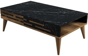 Τραπέζι Σαλονιού Valensiya 845HCT5361 105x34,6x60cm Marble Effect Black-Walnut