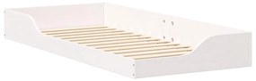 vidaXL Κρεβάτι δαπέδου Λευκό 90 x 210 cm Μασίφ ξύλο πεύκου