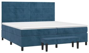 vidaXL Κρεβάτι Boxspring με Στρώμα Σκούρο Μπλε 200x200 εκ. Βελούδινο