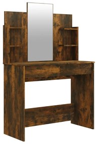 vidaXL Μπουντουάρ με Καθρέφτη Καπνιστή Δρυς 96x40x142 εκ.