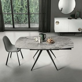 Τραπέζι Επεκτεινόμενο Achille 120x90x76cm Grey-Marble Capodarte