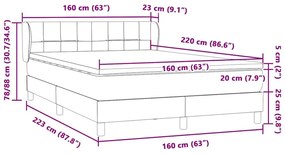 Box Spring κρεβάτι με στρώμα σκούρο μπλε 160x220 cm Βελούδινο - Μπλε