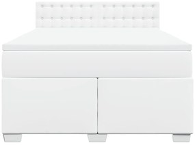 vidaXL Κρεβάτι Boxspring με Στρώμα Λευκό 140x190εκ.από Συνθετικό Δέρμα