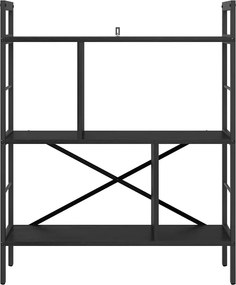 vidaXL Ράφι Βιβλίων Μαύρη Οξυά 75 x 30 x 91 εκ. Επεξεργασμένο ξύλο