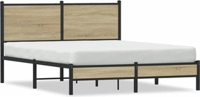 vidaXL Σκελετός Κρεβ. Χωρίς Στρώμα Sonoma Δρυς 150x200 εκ. Μεταλλικό