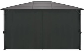Κιόσκι με Κουρτίνα Μαύρο 4 x 3 x 2,6 μ. από Αλουμίνιο - Μαύρο