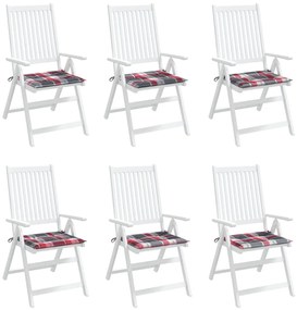 Μαξιλάρια Καρέκλας 6τεμ Κόκκινο Καρό 40x40x3εκ. Ύφασμα Oxford - Πολύχρωμο