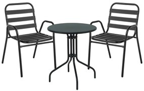 Σετ κήπου - Τραπεζαρία Vergo - Sussie 3 τεμ. μέταλλο μαύρο Φ60x70 εκ. 60x60x70 εκ.
