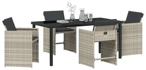 vidaXL Σέτ φαγητού για κήπο 5 pcs Ανοιχτό γκρι συνθετικό ρατάν