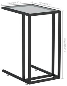 Τραπέζι Υπολογιστή Βοηθητικό Μαύρο 50x35x65 εκ. Ψημένο Γυαλί - Μαύρο