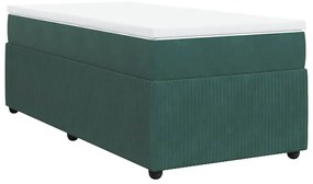 vidaXL Κρεβάτι Boxspring με Στρώμα Σκούρο Πράσινο 100x200εκ. Βελούδινο