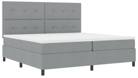 vidaXL Κρεβάτι Box Spring με Στρώμα Γκρι 200x200 εκ. Υφάσματος