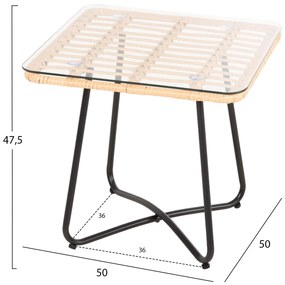 ΤΡΑΠΕΖΑΚΙ GERRY  ΜΕ WICKER ΜΠΕΖ-ΜΑΥΡΟ ΜΕΤΑΛ.ΣΚΕΛΕΤΟ 50x50x47,5Υεκ.