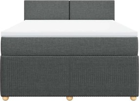 vidaXL Κρεβάτι Boxspring με Στρώμα Σκούρο Γκρι 140x190 εκ. Υφασμάτινο