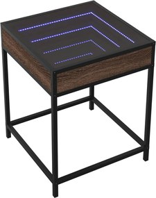 vidaXL Κομοδίνο Άπειρο Φως LED Καφέ Δρυς 40x40x51 εκ.
