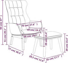 vidaXL Πολυθρόνα Relax Σκούρο Γκρι Υφασμάτινη με Υποπόδιο