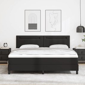 vidaXL Κρεβάτι Box Spring με Στρώμα Μαύρο, Σούπερ Κινγκ, Συνθετικό Δέρμα