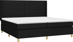 vidaXL Κρεβάτι Boxspring με Στρώμα &amp; LED Μαύρο 200x200 εκ. Υφασμάτινο