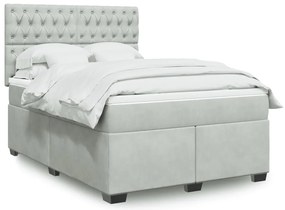 vidaXL Κρεβάτι Boxspring με Στρώμα Ανοιχτό Γκρι 160x200 εκ. Βελούδινο