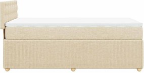 vidaXL Κρεβάτι Boxspring με Στρώμα Κρεμ 90x200 εκ.Υφασμάτινο