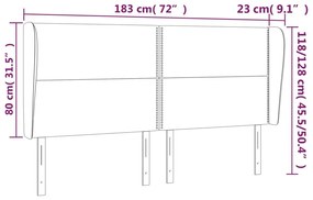 Κεφαλάρι με Πτερύγια Σκούρο Μπλε 183x23x118/128 εκ. Βελούδινο - Μπλε