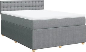 vidaXL Κρεβάτι Boxspring με Στρώμα Ανοιχτό Γκρι 140x200 εκ. Υφασμάτινο