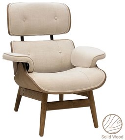 Πολυθρόνα relax Mirto pakoworld μασίφ ξύλο καρυδί-ύφασμα εκρού 80x80x96.5εκ Model: 167-000002