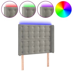 vidaXL Κεφαλάρι Κρεβατιού LED Ανοιχτό Γκρι 83x16x118/128εκ. Βελούδινο