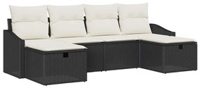 vidaXL Σετ Καναπέ Κήπου με μαξιλάρι 6 pcs Μαύρο Πολυ ράταν