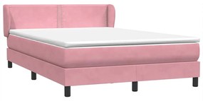 vidaXL Κρεβάτι Boxspring με Στρώμα Ροζ 140x210 εκ. Βελούδινο