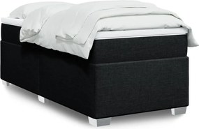 vidaXL Κρεβάτι Boxspring με Στρώμα Μαύρο 90x200 εκ. Υφασμάτινο