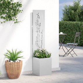 vidaXL Οθόνη Ιδιωτικότητας Κήπου Floral Ασημί 32 x 150 εκ